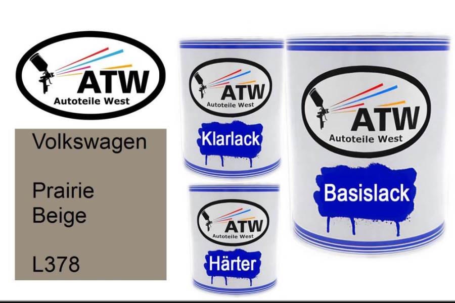 Volkswagen, Prairie Beige, L378: 1L Lackdose + 1L Klarlack + 500ml Härter - Set, von ATW Autoteile West.